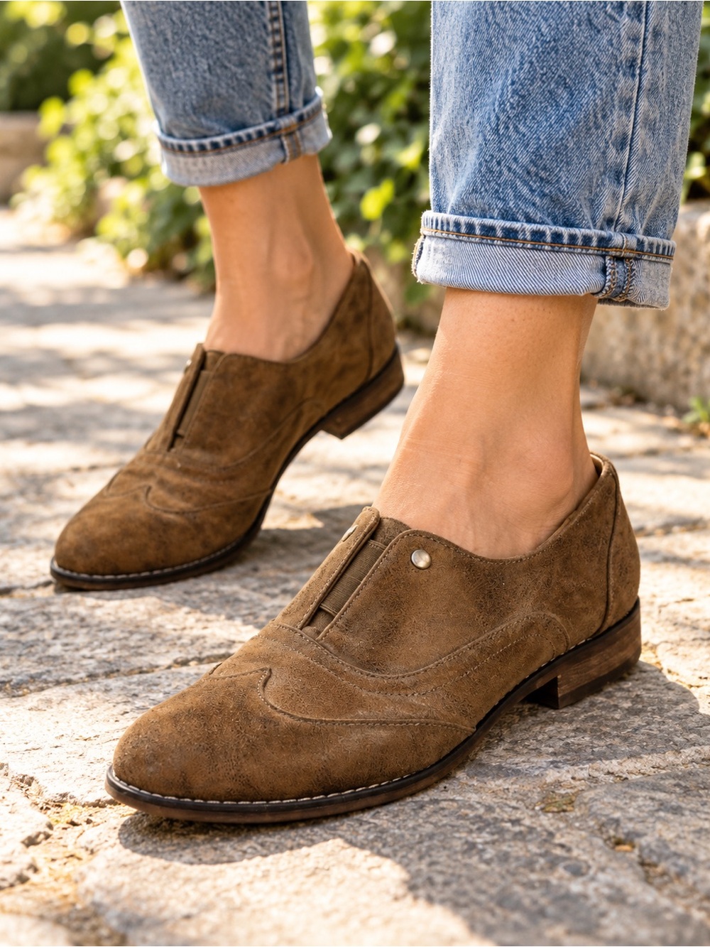 Bullboxer At Slip On Brown Suede Wing Tip Shoes Womens 91/2